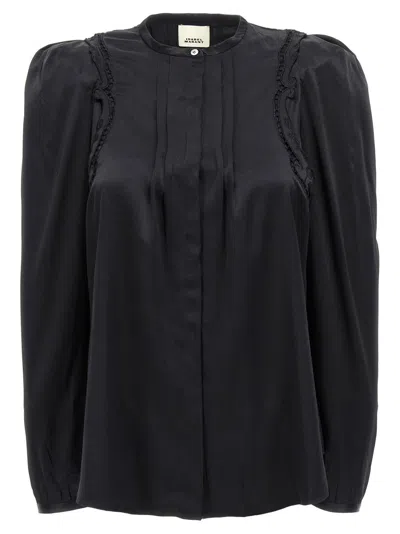 Isabel Marant 'joanea' Black Silk Blend Shirt In Black