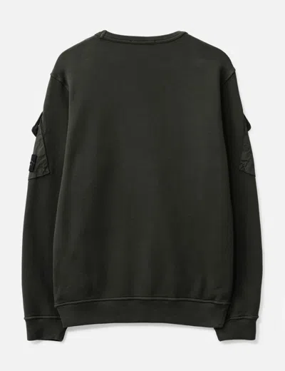 Stone Island Crewneck Sweatshirt In Brushed Organic Cotton In Green