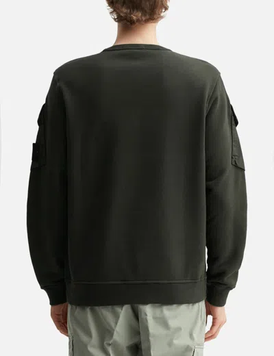 Stone Island Crewneck Sweatshirt In Brushed Organic Cotton In Green