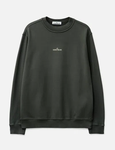 Stone Island Cotton Fleece Oversized Fit Sweatshirt With Industrial Four Print In Gray