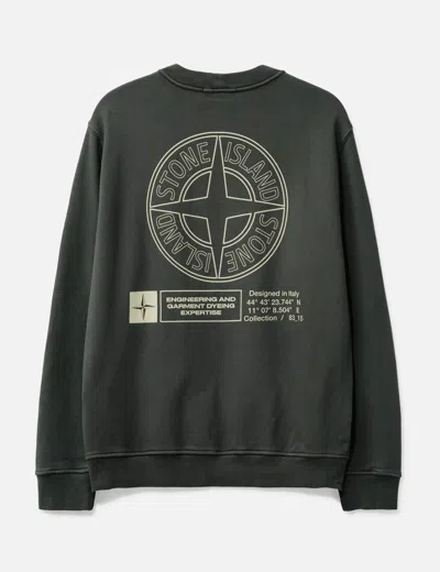 Stone Island Cotton Fleece Oversized Fit Sweatshirt With Industrial Four Print In Gray