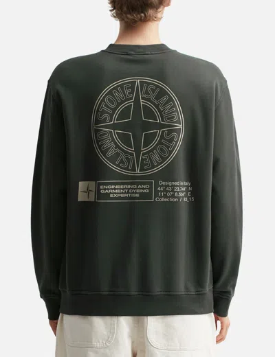 Stone Island Cotton Fleece Oversized Fit Sweatshirt With Industrial Four Print In Gray