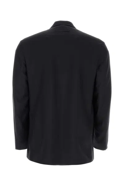 Zegna Giacca In Seta Nera Uomo In Blue