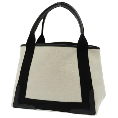 Pre-owned Balenciaga Black Off-white Canvas Leather Handbag Tote Bag ()