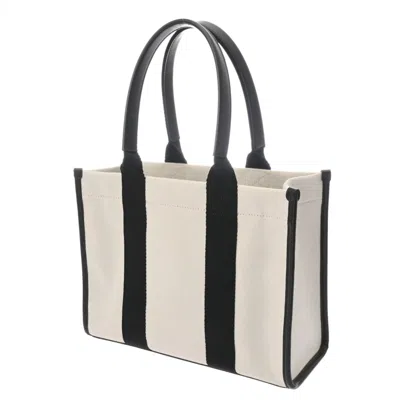 Pre-owned Balenciaga Black White Canvas Leather Tote Bag ()