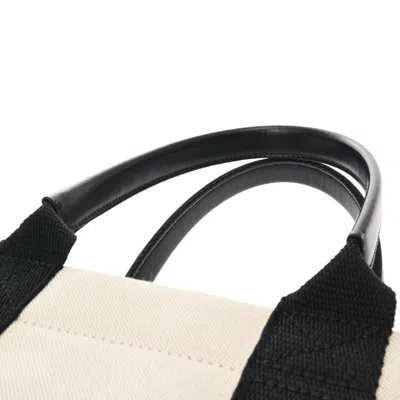 Pre-owned Balenciaga Black White Canvas Leather Tote Bag ()