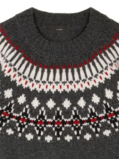 Alanui Sweet Winter Wool Crewneck Jumper In Gray