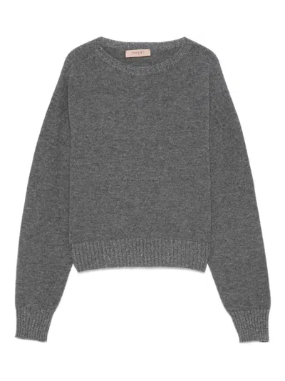 Twinset Twin-set Soft Wool Blend Sweater In Gray
