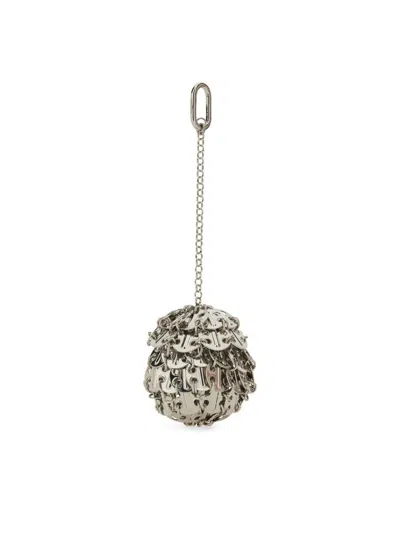 Rabanne Chain Detail Spherical Keyring In Metallic