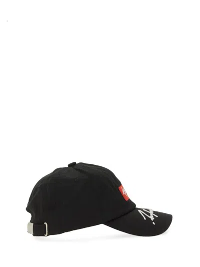 Kenzo Men Baseball Cap With Embroidered Logo In Black