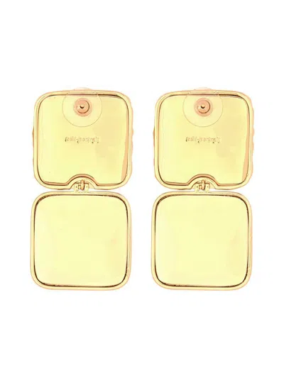 Self-portrait Geometric Brass Earrings With Faux Pearls In Gold