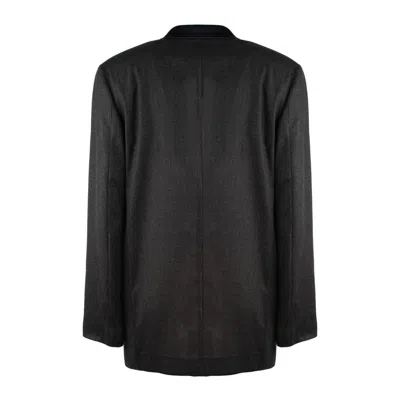 Alberta Ferretti Grey Double-breasted Blazer In Lightweight Wool In Black