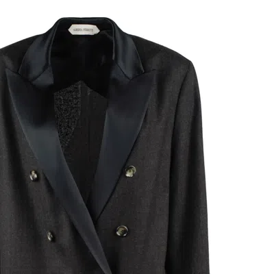 Alberta Ferretti Grey Double-breasted Blazer In Lightweight Wool In Black