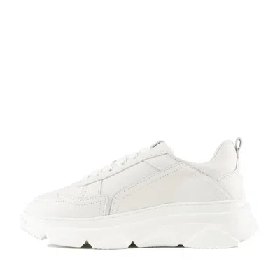 Copenhagen Leather Panelled Platform Sneakers In White