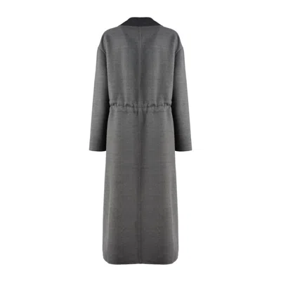 Fabiana Filippi Robe Coat With Notched Lapel And Pockets In Gray