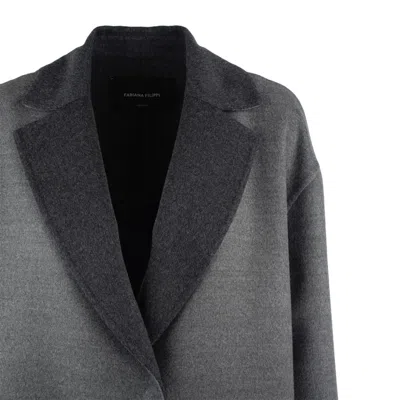 Fabiana Filippi Robe Coat With Notched Lapel And Pockets In Gray