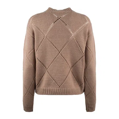 Incotex Camel Crewneck Perforated Sweater In Brown