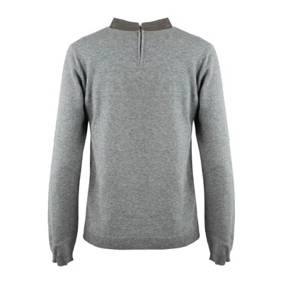 Fabiana Filippi Gray Virgin Wool Sweater With Monile Collar In Gray