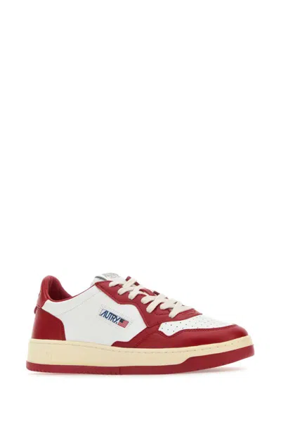 Autry Medalist Low Two-tone Sneakers In Burgundy