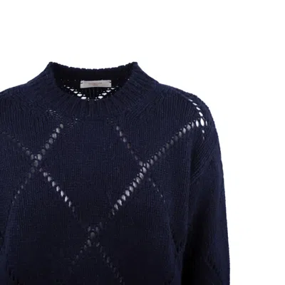 Incotex Perforated Crewneck Sweater Blue In Blue