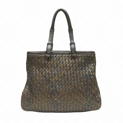 Pre-owned Bottega Veneta Intrecciato Brown Silver Gray Intrecciato Handbag Tote Bag ()
