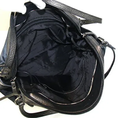 Pre-owned Burberry Black Khaki Brown Metallic Nylon Leather Tote Bag ()