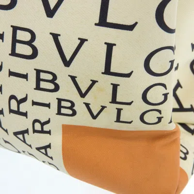 Pre-owned Bvlgari Logomania Brown Ivory Canvas Leather Handbag Tote Bag ()