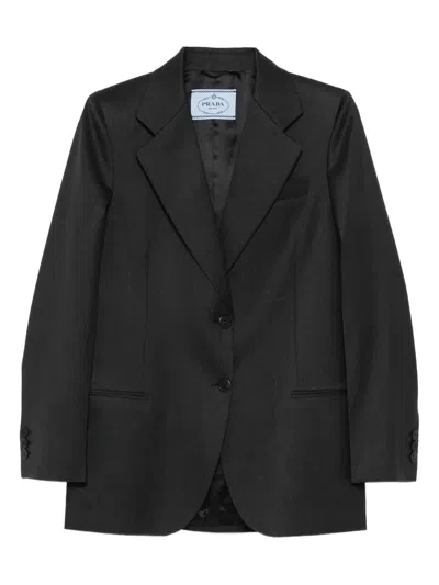 Prada Notched-lapels Wool Blazer Clothing In Black