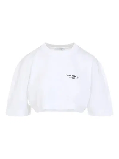 Givenchy Cropped Fit T-shirt In Cotton With Stamp Print Clothing In White