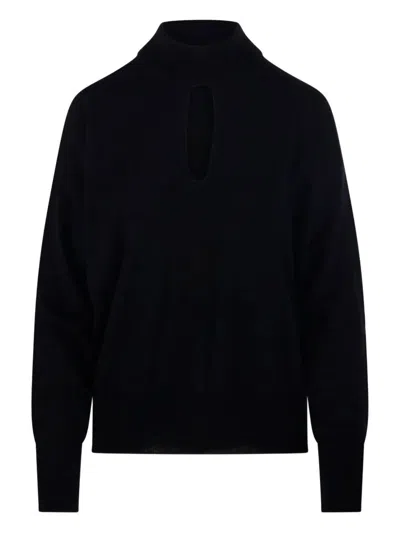 Roberto Collina Knitted Sweater With Lace-up Design In Black