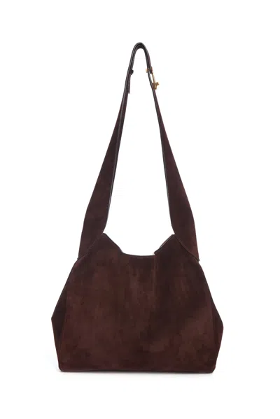 Gabriela Hearst Small Hobo Bag In Dark Brown Suede In Brown