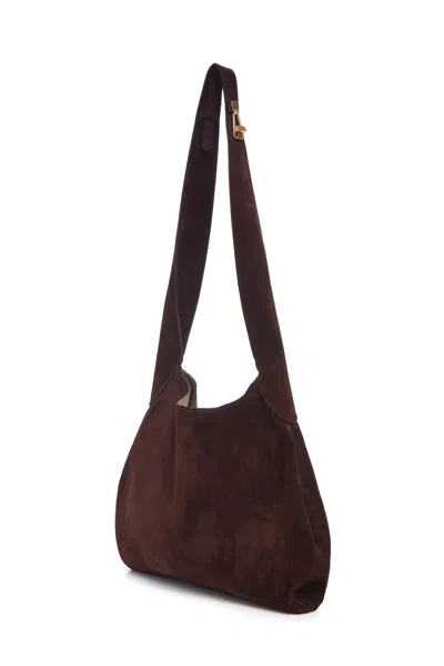 Gabriela Hearst Small Hobo Bag In Dark Brown Suede In Brown