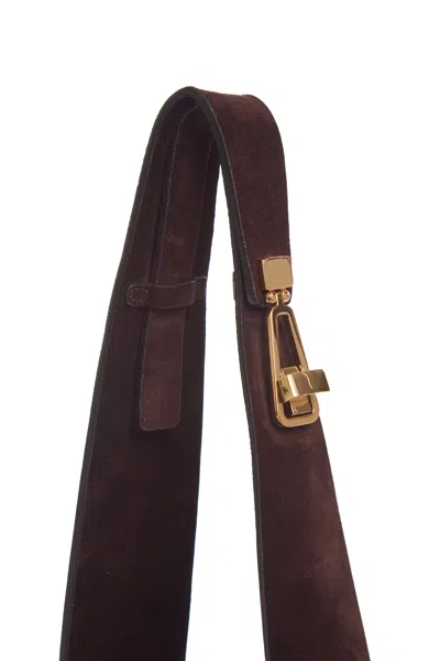 Gabriela Hearst Small Hobo Bag In Dark Brown Suede In Brown