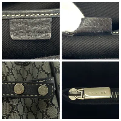 Pre-owned Celine Black Gray Canvas Leather Handbag Tote Bag ()