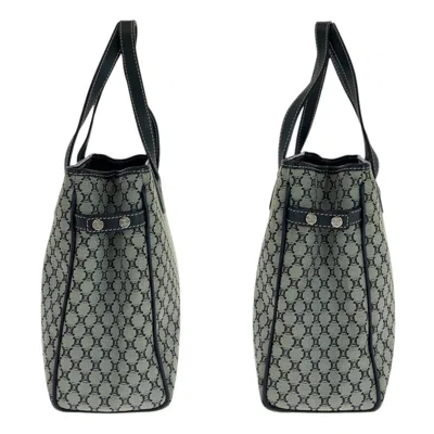 Pre-owned Celine Black Gray Canvas Leather Handbag Tote Bag ()