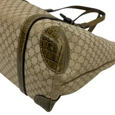 Pre-owned Celine Macadam Gold Green Khaki Nylon Tote Bag ()