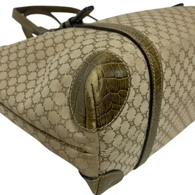 Pre-owned Celine Macadam Gold Green Khaki Nylon Tote Bag ()