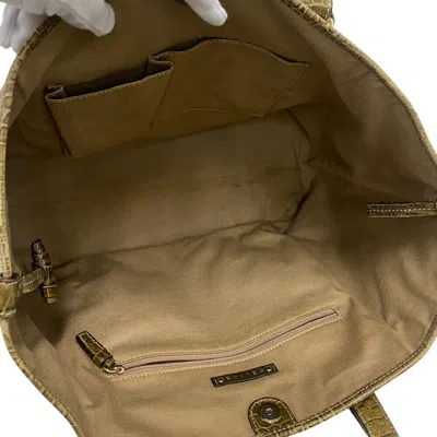 Pre-owned Celine Macadam Gold Green Khaki Nylon Tote Bag ()