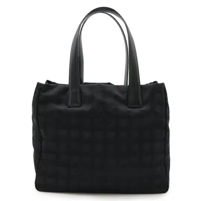 Pre-owned Chanel Black Nylon Jacquard Leather Shoulder Bag Tote Bag ()