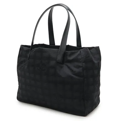 Pre-owned Chanel Black Nylon Jacquard Leather Shoulder Bag Tote Bag ()