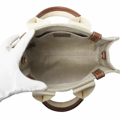 Pre-owned Chloé Beige Brown Linen Leather Shoulder Bag Tote Bag ()