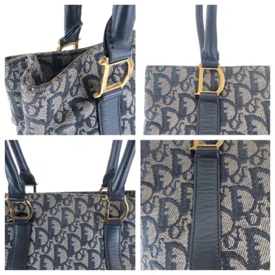 Pre-owned Dior Christian  Navy Canvas Leather Shoulder Bag Tote Bag ()