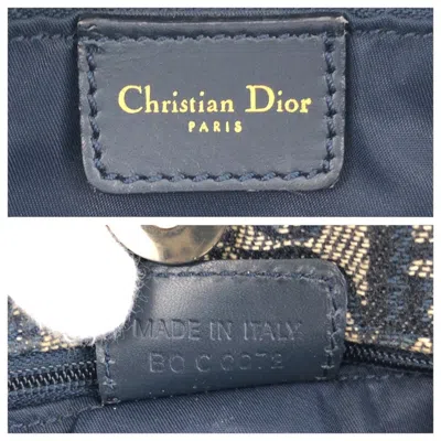 Pre-owned Dior Christian  Navy Canvas Leather Shoulder Bag Tote Bag ()