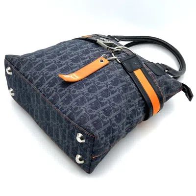 Pre-owned Dior Christian  Navy Denim Leather Tote Bag ()