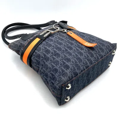 Pre-owned Dior Christian  Navy Denim Leather Tote Bag ()