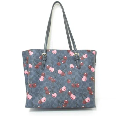 Pre-owned Coach Signature Navy Signature Line Tote Bag ()