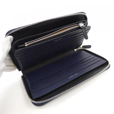 Pre-owned Delvaux Navy Long Wallet (bi-fold) () In Blue