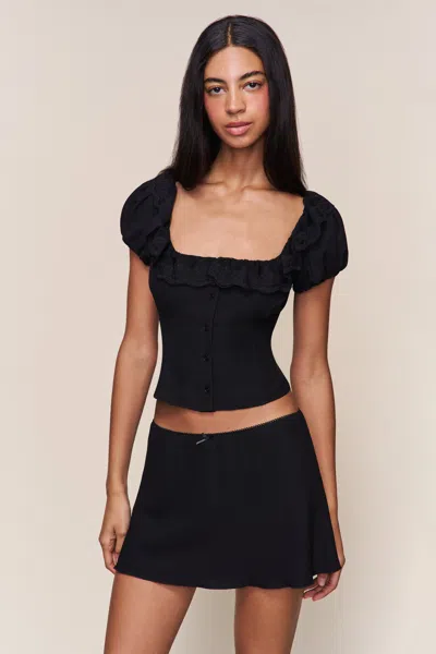 Danielle Guizio Ny Paloma Short Sleeve Top In Black