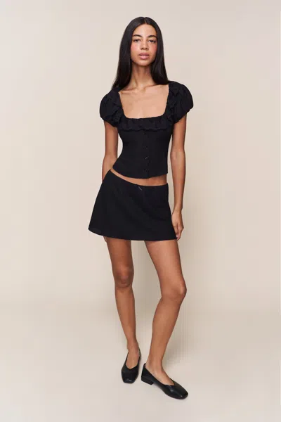 Danielle Guizio Ny Paloma Short Sleeve Top In Black
