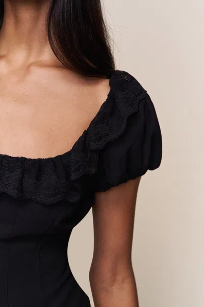 Danielle Guizio Ny Paloma Short Sleeve Top In Black
